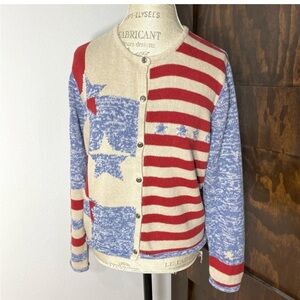 Blair Red, white, Blue, Cream Knit Cardigan 🇺🇸